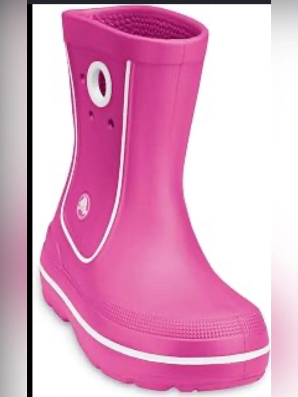 CROCS Kids Pink Rain Boot with White Trim